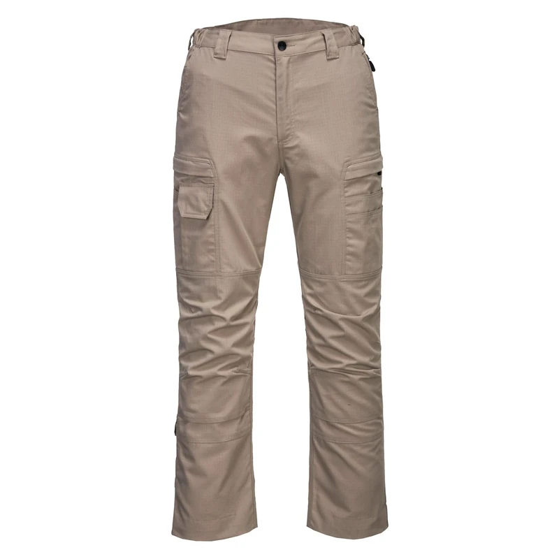 Portwest T802 KX3 Ripstop Work Trousers Durable Stretch Fabric Adjustable Fit Multi-Pocket Utility Knee Pad Compatibility for Ultimate Comfort & Protection, Sand, 40