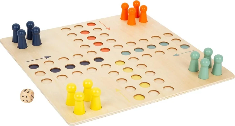 Small Foot 11783 Ludo XL Wooden for Four Players, Board Game for the Whole Family in Large Format, Age 4 and Up