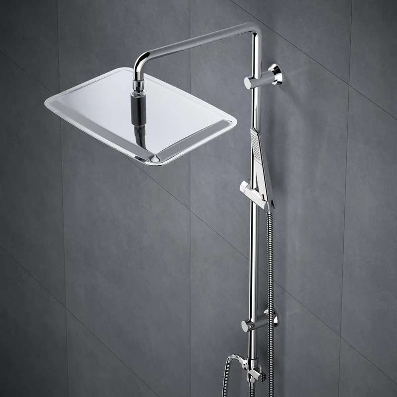 Görbach Shower Set Kit in SUS304 Shower Riser Rail Shower Holder Bracket Adjustable Height Bathroom Shower Bar 92cm Shower Hand and Shower Head in SUS 35 * 25cm.