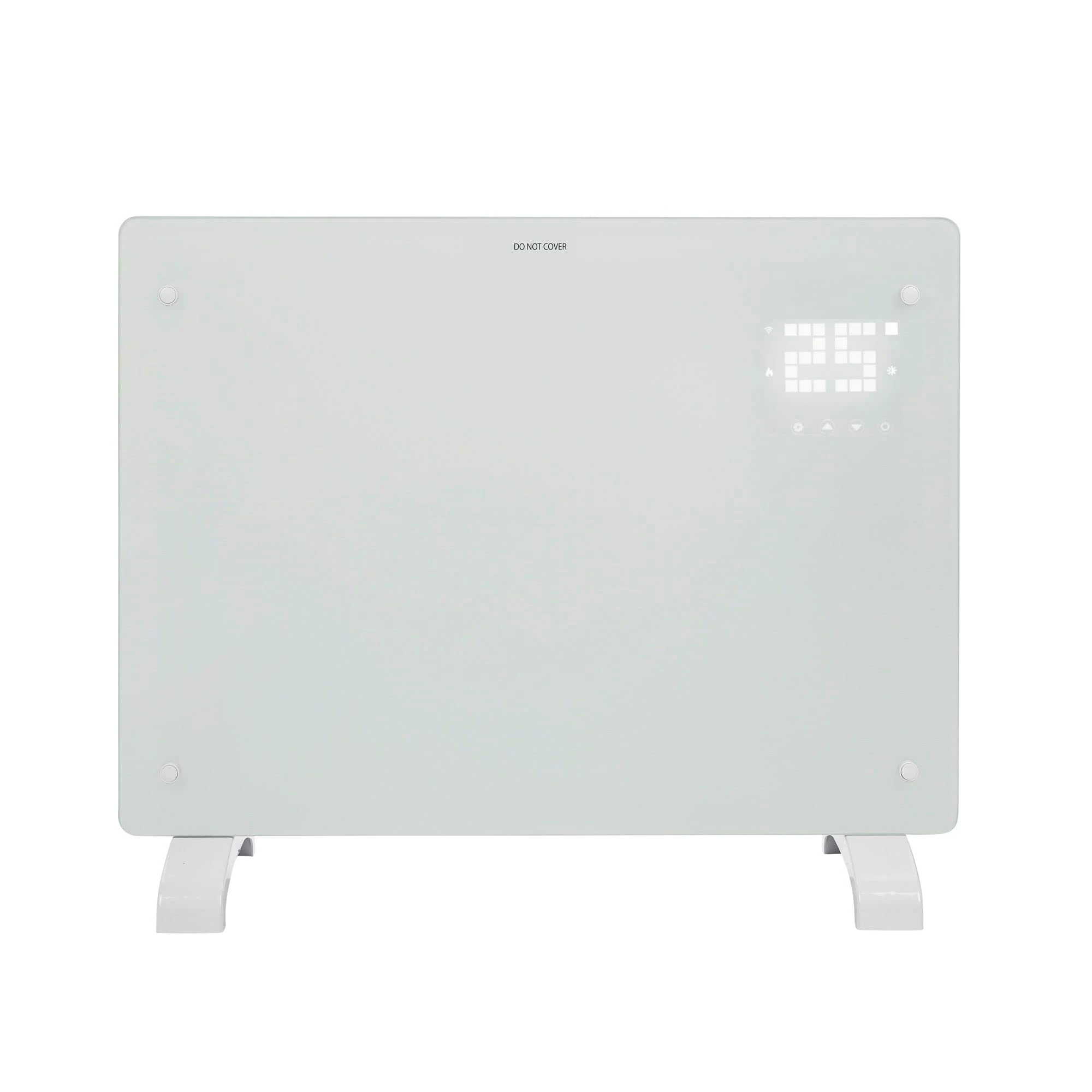 Devola Wifi Enabled Smart Electric Glass Panel Heater 1500W | Alexa Heating Control, Open Window Detection, Wall Mounted & Free Standing Low Energy Heaters with Timer | Lot 20, DVPW1500WH (White)