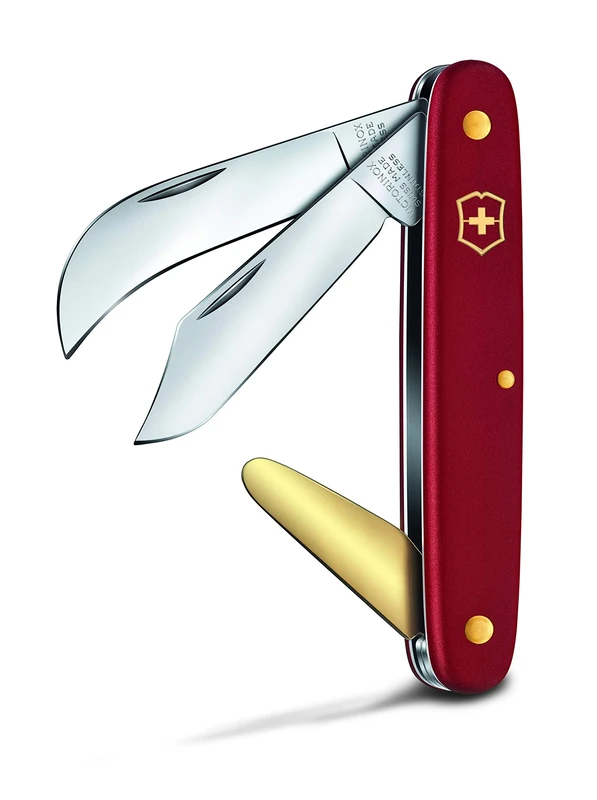 Victorinox, Budding- and Pruning Knife 3, Swiss Army Pocket Knife, Small, Garden, Multi Tool, Blade, curved, Blade, pointed tip, Red