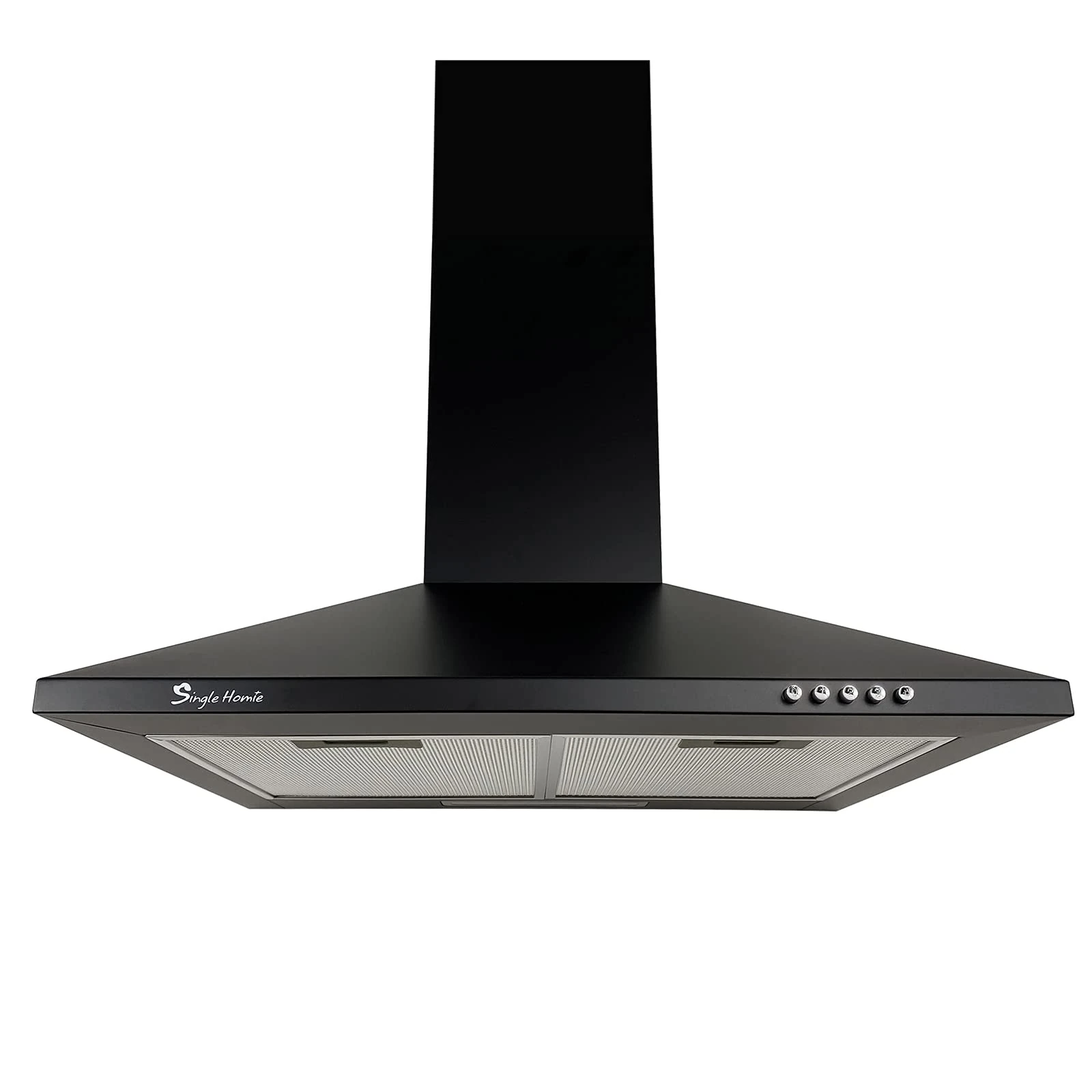 Extractor Hood, 60cm Chimney Cooker Hood with Plug, Wall-Mounted Kitchen Extractor Fan, Recirculating&Ducting Dual Ventilation Mode with LED Lighting (Black)
