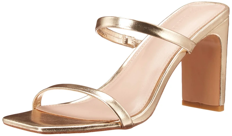 The Drop Women's Avery Square-Toe Two-Strap High Heeled Sandal, Gold, 6 UK