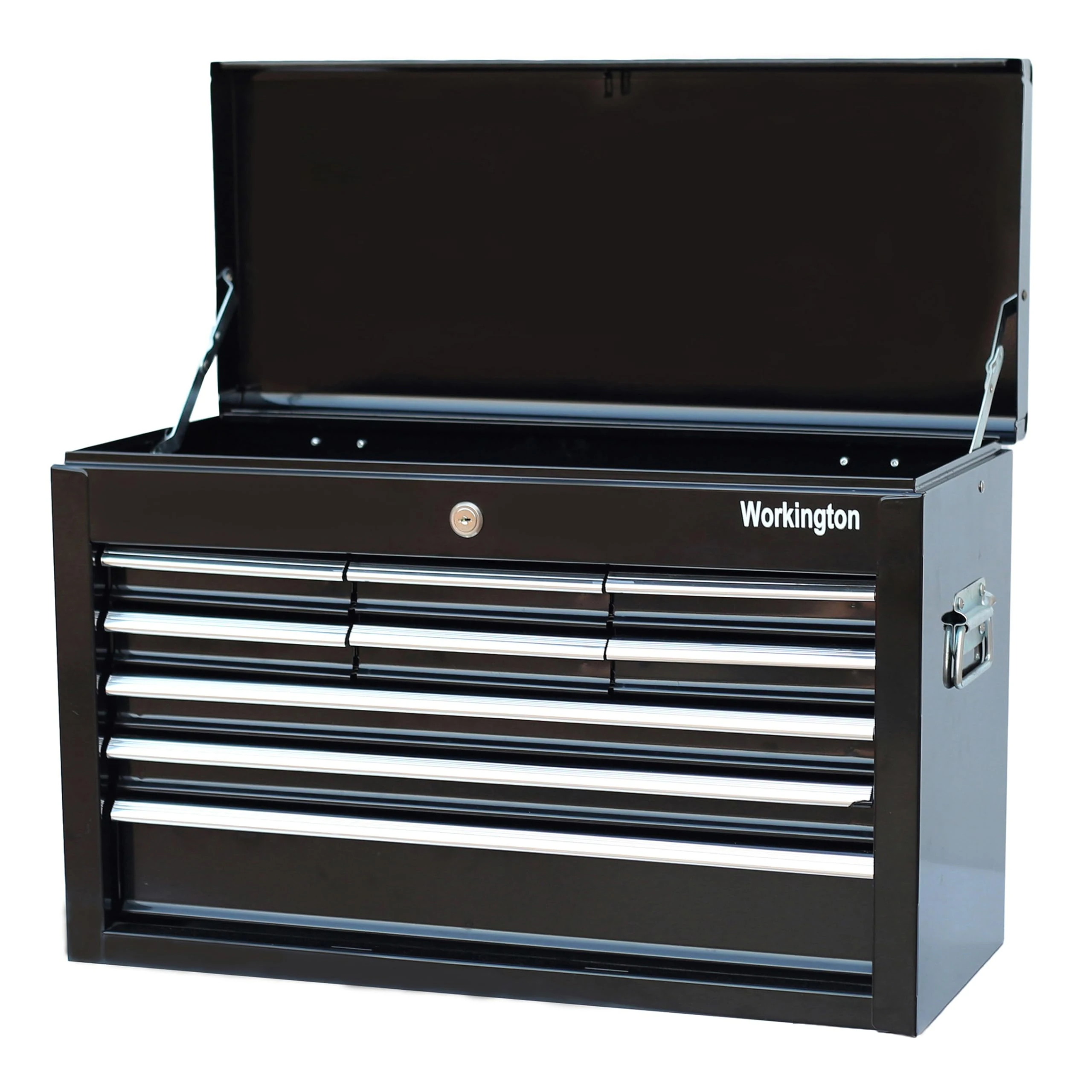 Workington Portable Metal Tool Chest with 9 Drawers, 24" 9-Drawer Tool Chest Cabinet with Ball Bearing Drawer Slides, Steel Tool Storage Box Organizer 4006 Black