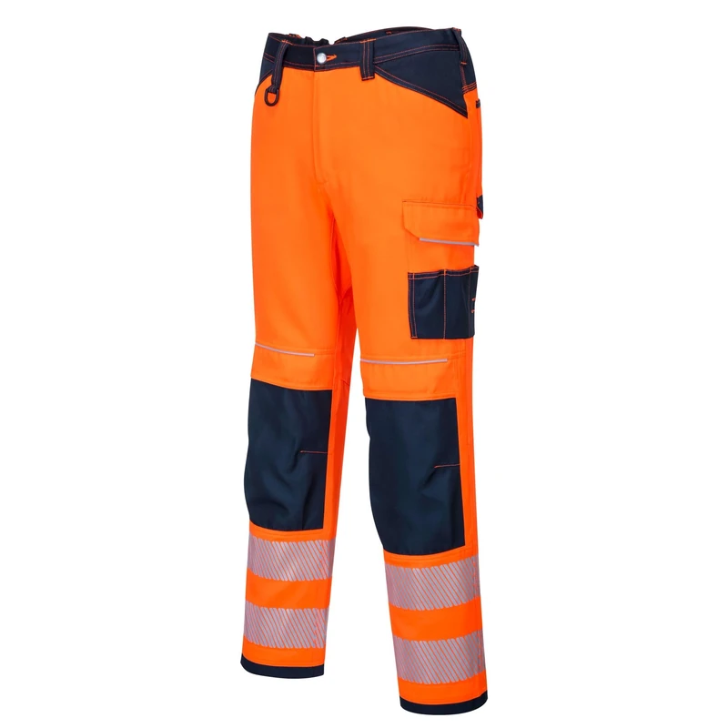 Portwest PW340 Men's Hi-Vis Cargo Work Trousers - Orange/Navy