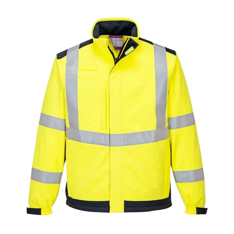 Portwest MV72 Flame Resistant Modaflame Multi Norm Arc Softshell Jacket Yellow/Navy, Medium