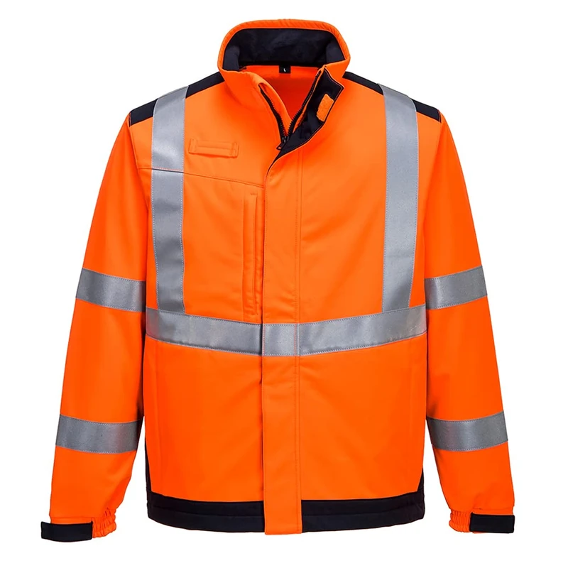 Portwest MV72 Flame Resistant Modaflame Multi Norm Arc Softshell Jacket Orange/Navy, XX-Large