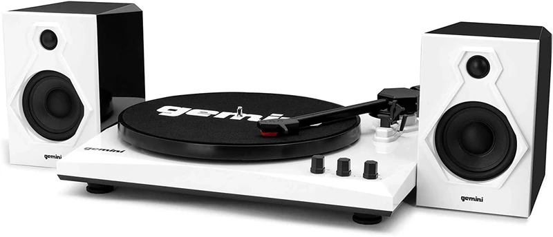 Gemini Sound TT-900-3-Speed Turntable with Bluetooth, 2-Way Stereo Speakers, and Pitch Adjustment (White) - Image 1