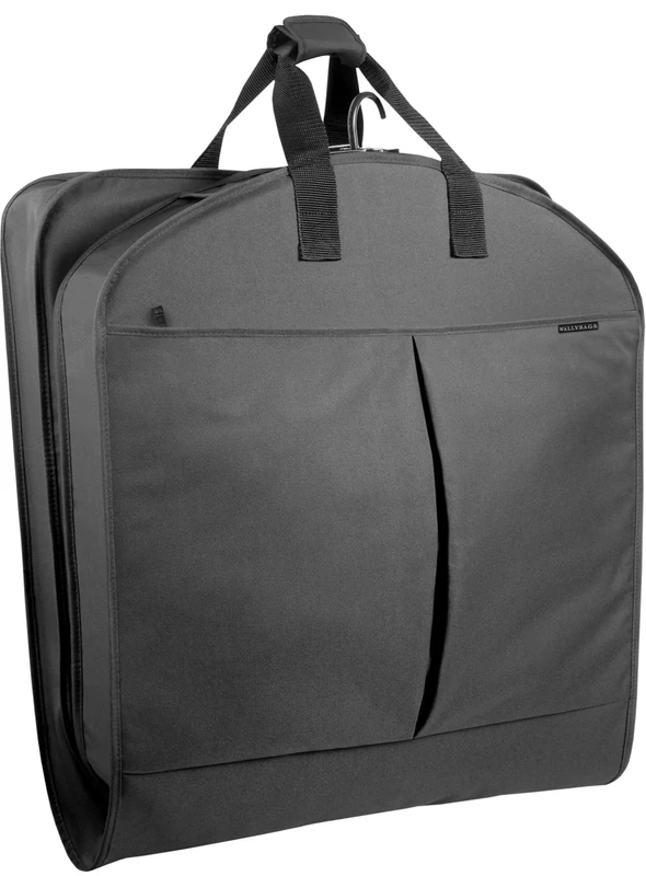WallyBags® 52” Deluxe Travel Garment Bag with Two Pockets, Black, 52-inch, 52” Deluxe Travel Garment Bag with Two Pockets - Image 1