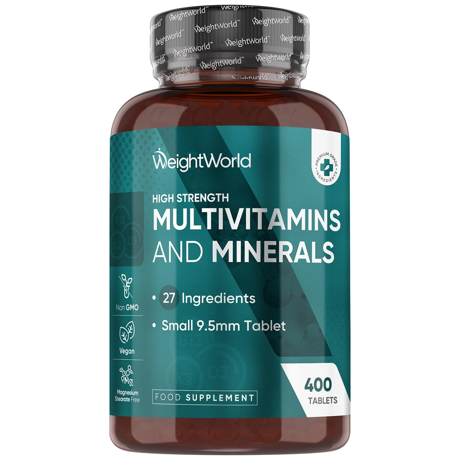 Multivitamin Tablets for Women & Men - 27 Essential Nutrients - 400 Small Tablets - 1+ Year Supply - Tasty Peppermint Flavour - Vegan Multi Vitamins & Minerals Like Vitamin D, C, Calcium, Iron & Zinc