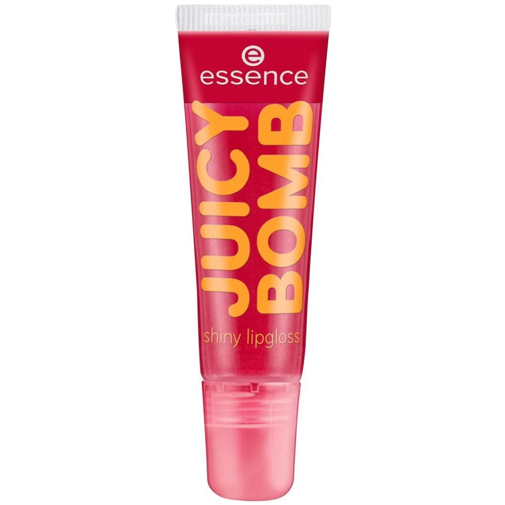 essence Juicy Bomb shiny lip gloss, No. 04 Crazy Cherry, red, radiantly fresh, shiny, vegan, alcohol-free, no preservatives (10 ml)