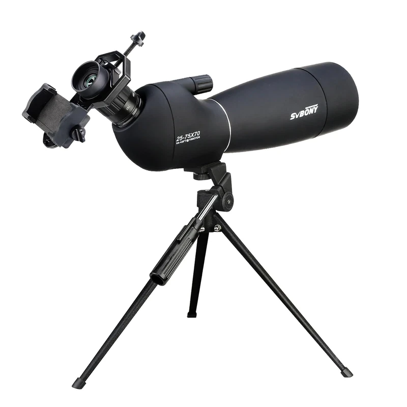 SVBONY SV28 Spotting Scopes with Tripod,25-75x70 High Power Range Scope,for Birding, HD,IP65 Waterproof,Angled,with Carring Bag,Phone Adapter for Hunting,Target Shooting,Stargazing,Wildlife Viewing