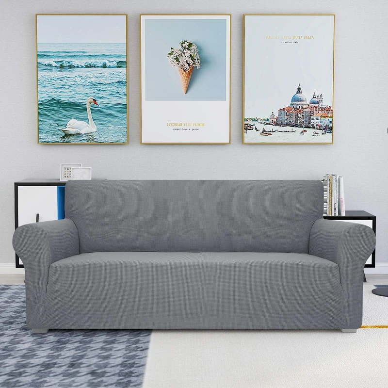 JIVINER High Stretch Couch Covers for 3 Cushion Couch 1-Piece Extra Large Sofa Covers with Elastic Bottom Anti Slip Oversized Sofa Slipcover Furniture Protector for Pets (XL Sofa, Light Gray)