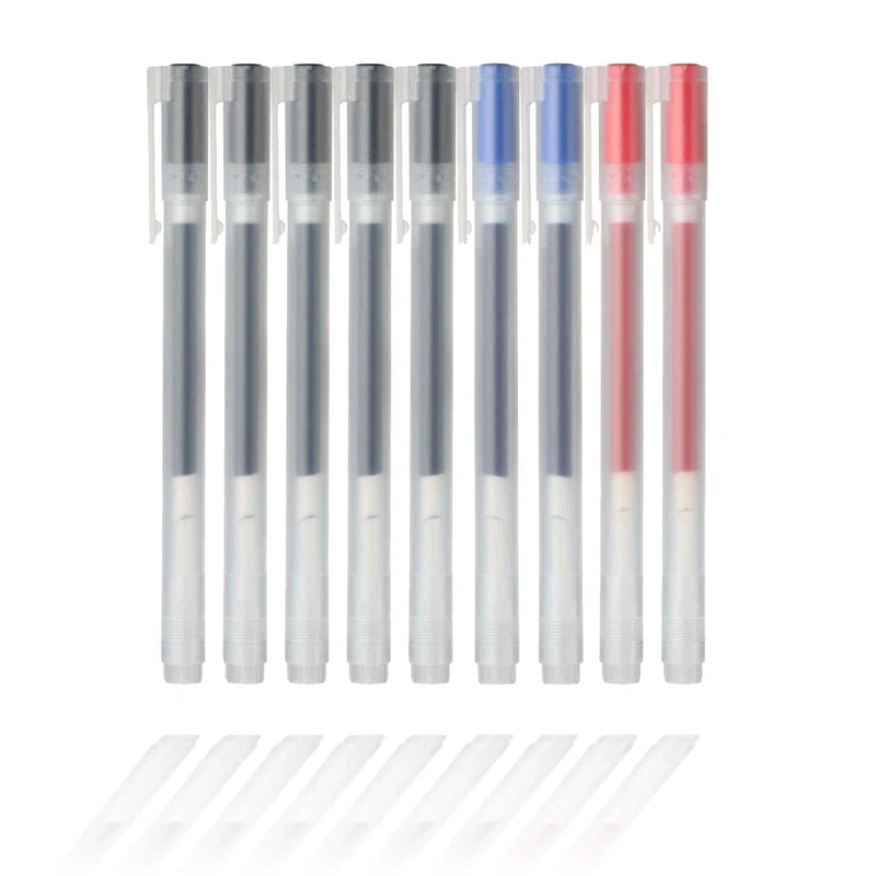 Muji Ballerina Gel Ink Pens 0.38mm Set of 9 (5 Black, 2 Blue, 2 Red)