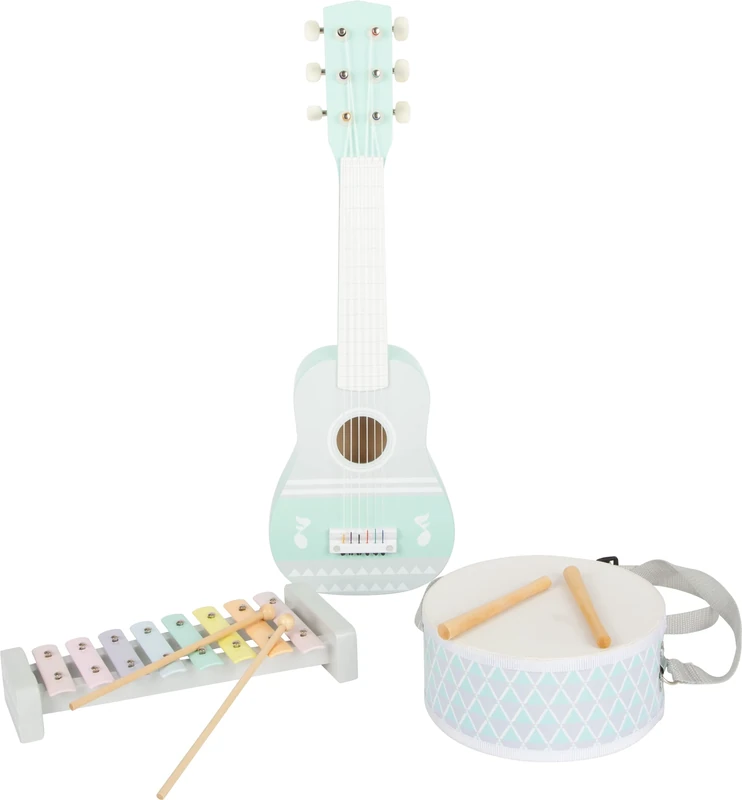 small foot 11685 Music Set Pastell, set of three musical instruments with sheet music, for ages 3+ years