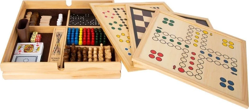 Small Foot 11753 Game Collection, with 20 classic parlour games in a solid wooden box, for ages 6+ years
