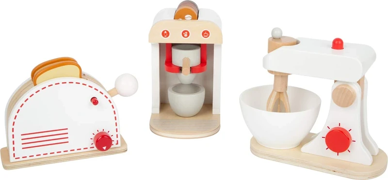 Small Foot 11684 Kitchen Appliances Set, 3-piece wooden play kitchen, for ages 3+ years