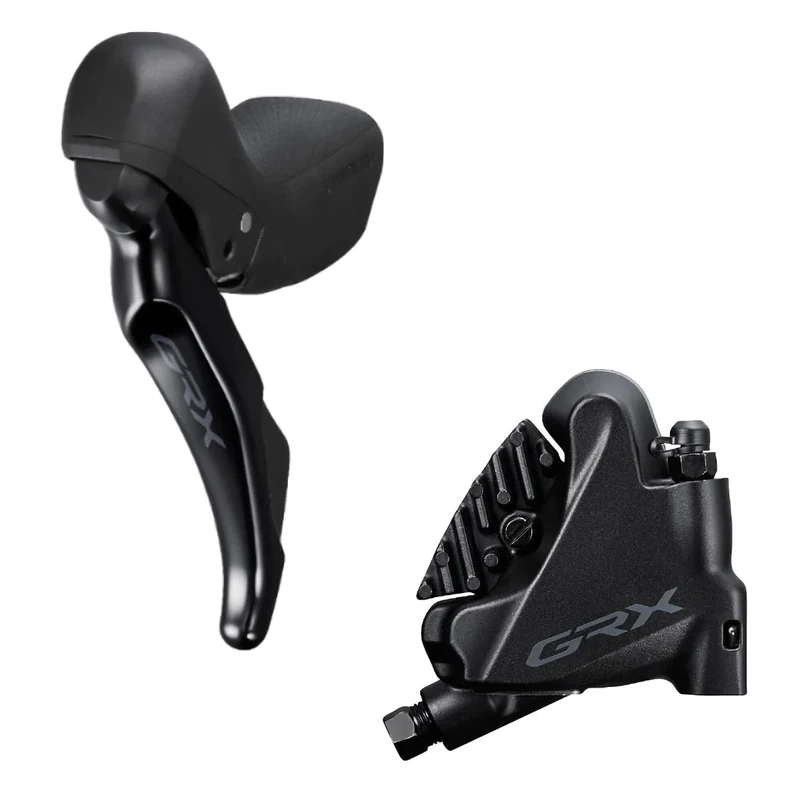 Shimano GRX ST-RX400 GRX 2-speed STI bled with BR-RX400 flat mount calliper, left rear