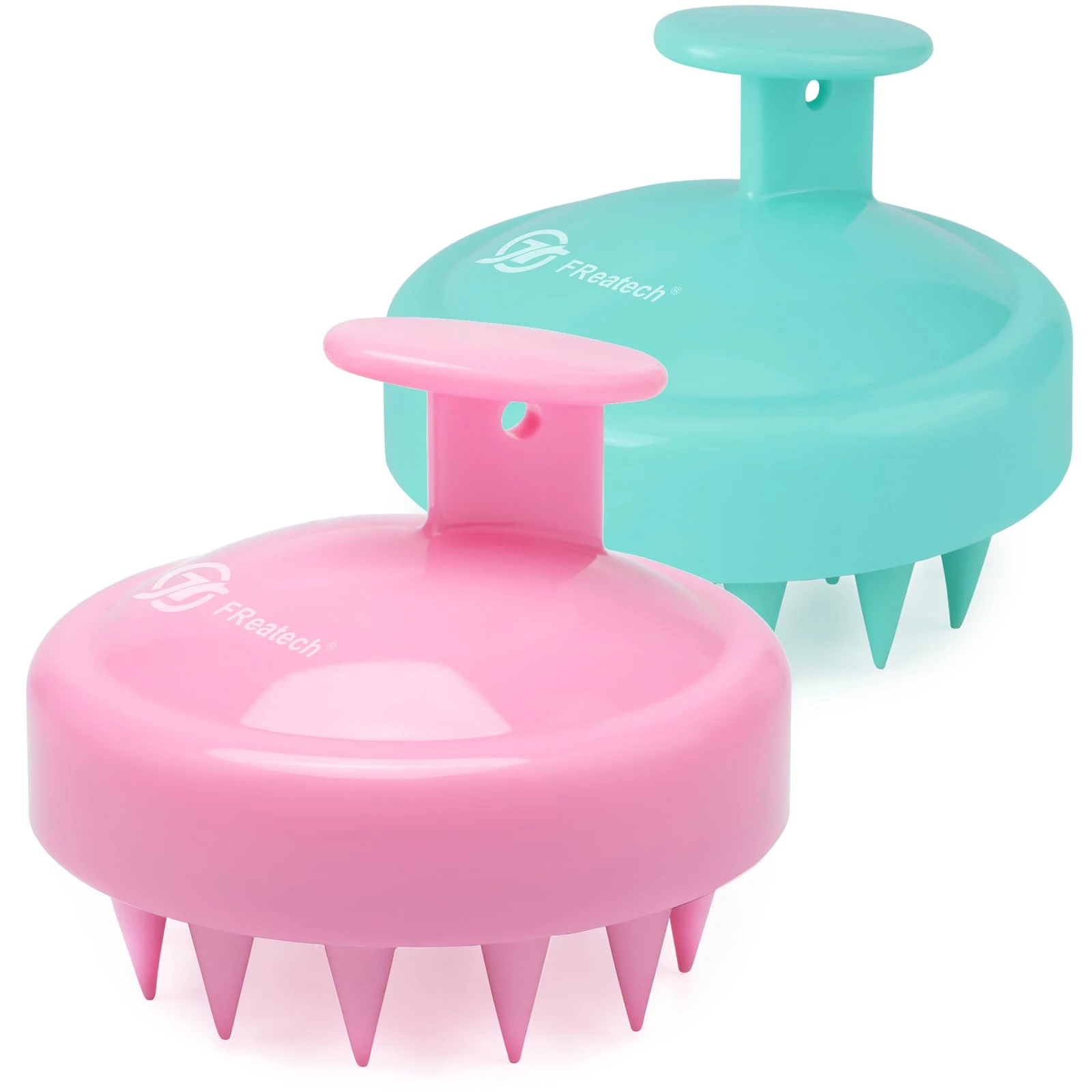 FREATECH Scalp Massager Shampoo Brush 2-Pack for Scalp Scrub and Hair Growth, Shower Scrubber Scalp Exfoliator Dandruff Comb with Flexible Silicone Bristles for Long Thick Curly Hair