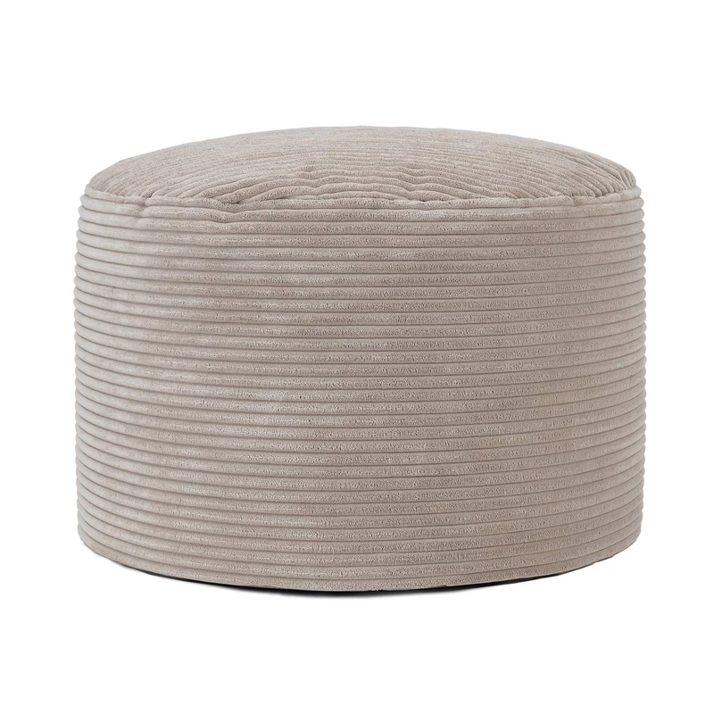 icon Milano Cord Bean Bag Pouffe, Beige, Large Pouffe Footstool with Filling Included, Footrest, Bedroom, Living Room, Living Room Furniture