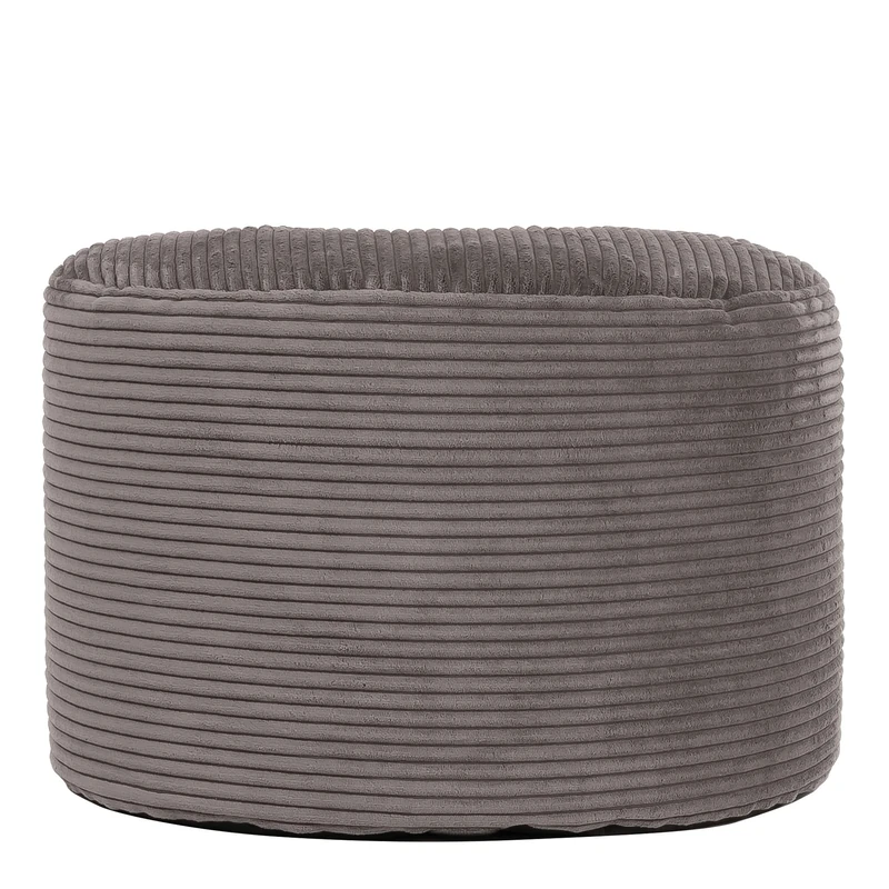 icon Milano Cord Bean Bag Pouffe, Charcoal Grey, Large Pouffe Footstool with Filling Included, Footrest, Bedroom, Living Room, Living Room Furniture