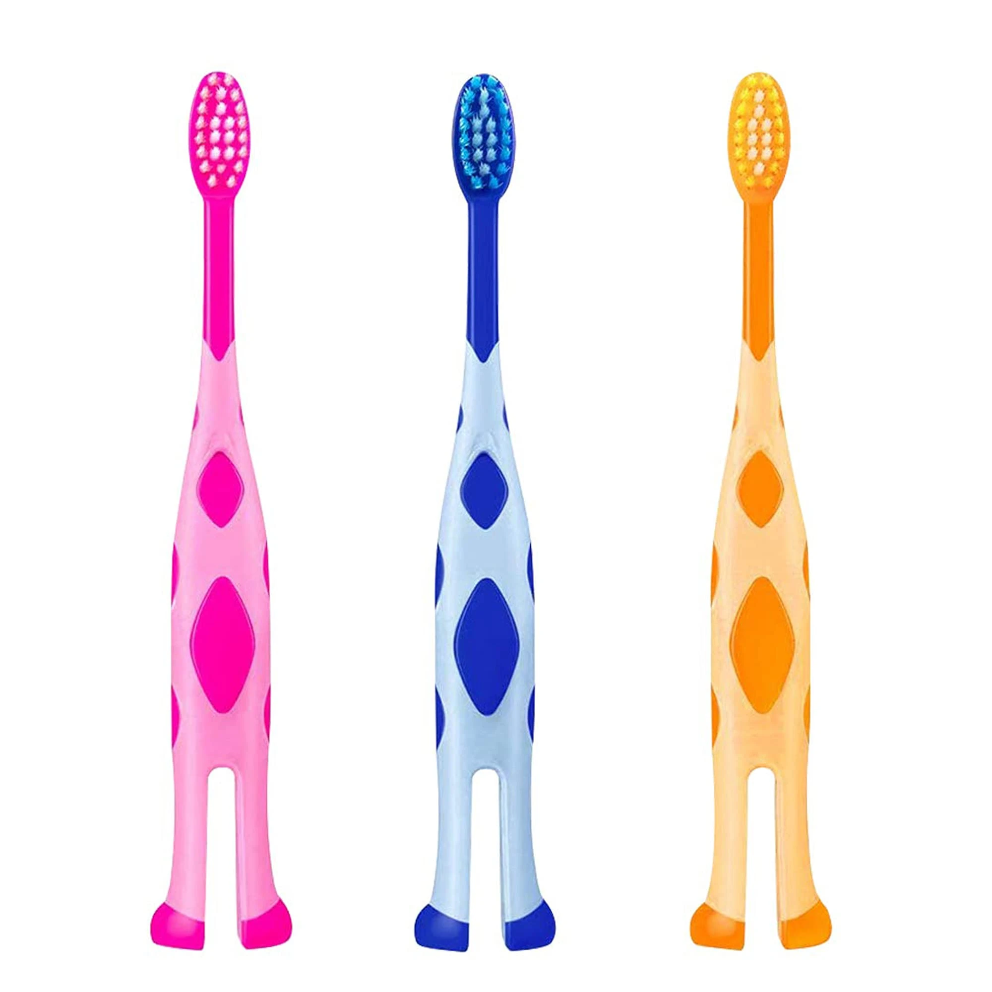 ZKSMNB Kid’s Toothbrush, Manual Toothbrush with Extra Soft Bristles and Standing Base, Suitable for Over 2 Years Old, 3 Pack