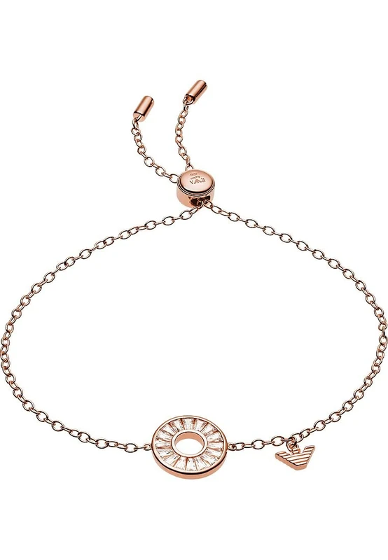 Emporio Armani Bracelet for Women -, Inner Length: 160mm + 20mm, Size Round Pendant: 13x13x2mm Rose Gold Sterling Silver Bracelet, EG3458221