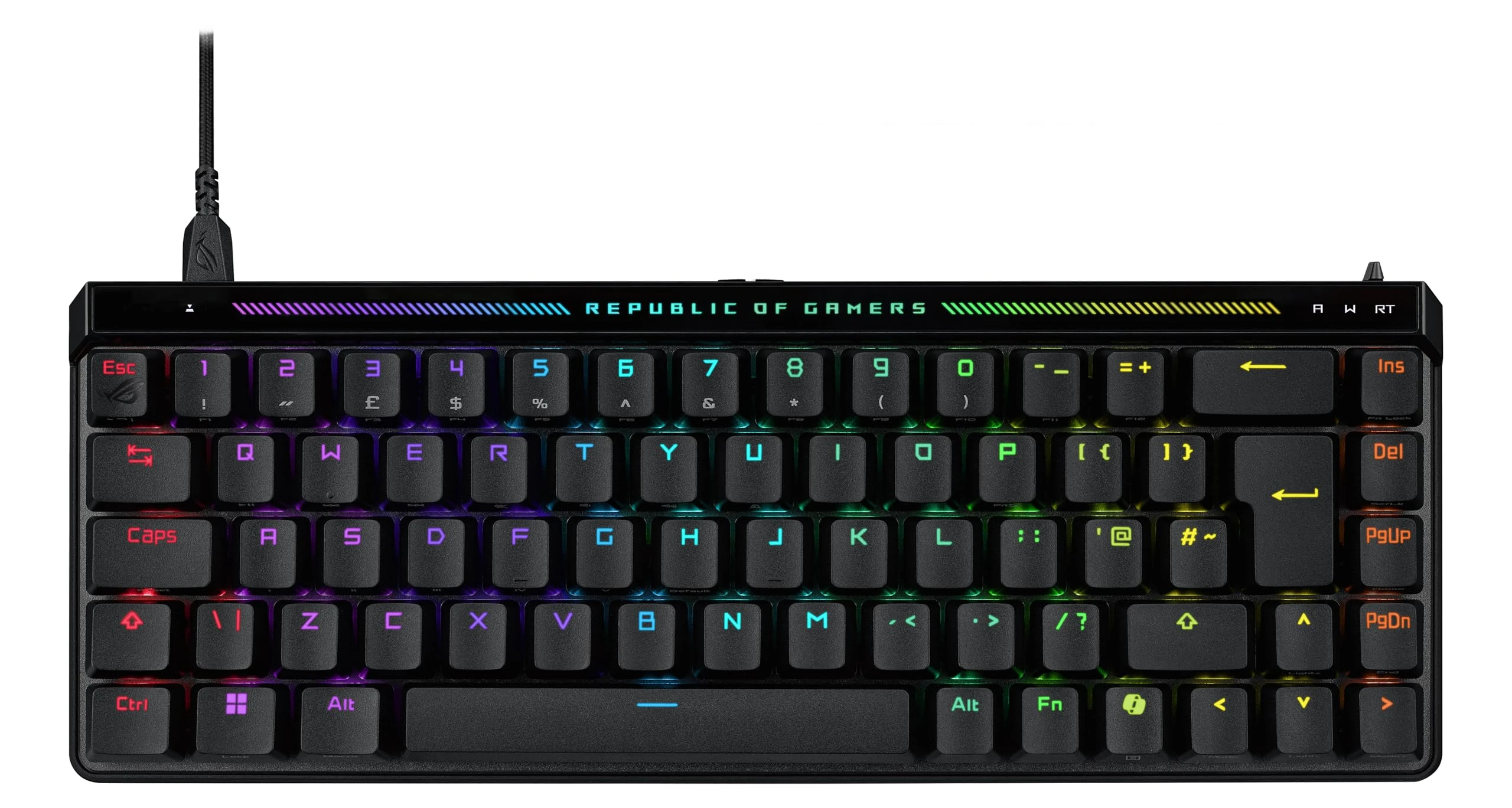 Asus ROG FALCHION ACE HFX Compact 65Percent Analog RGB Gaming Keyboard, Wired (Dual USB-C), ROG HFX Magnetic Switches, Rapid Trigger, Touch Panel