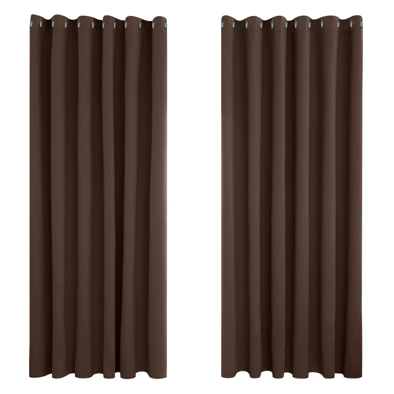 Deconovo Window Treatment Super Soft Blackout Curtains Thermal Insulated Eyelet Curtains for Bedroom Dark Mocha 90x108 Inch 2 Panels