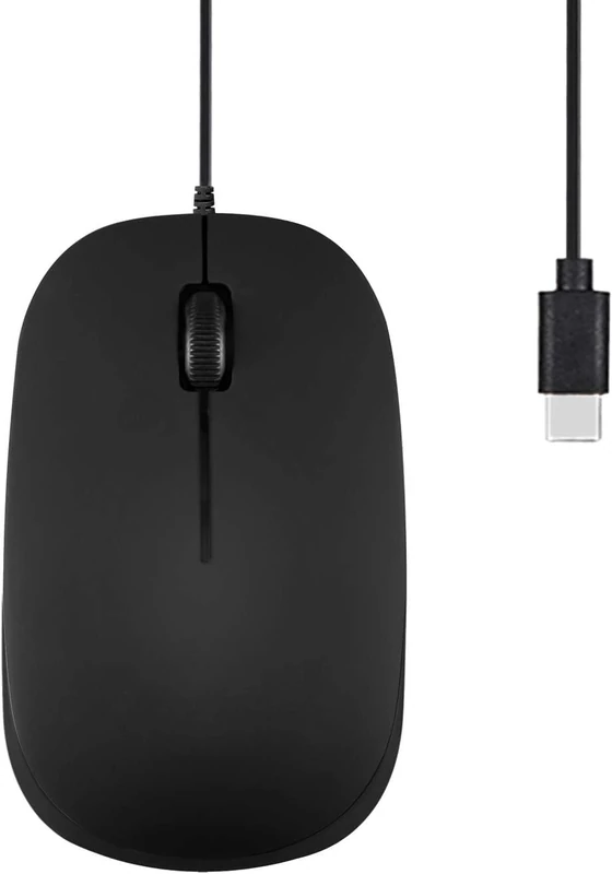 Perixx PERIMICE-201C Compact Optical Mouse, USB-C Connection, 1000 DPI, Ambidextrous Design, Black