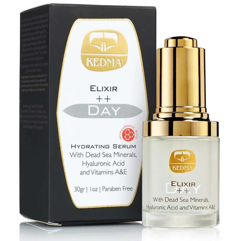 Kedma - Day Serum Elixir Enriched with Hyaluronic Acid and Vitamins A & E - Hydrating and Firming - 30g