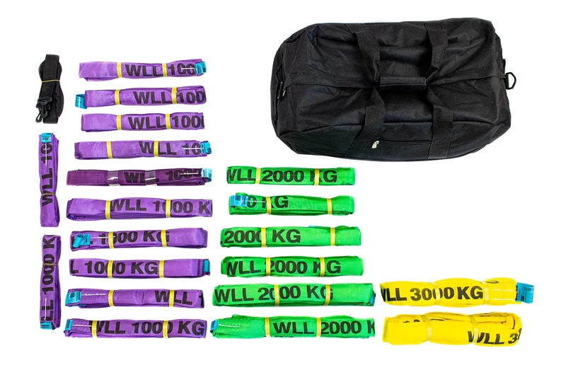 Dolezych Round Sling Set 1000-3000 kg Load Capacity 20 Pieces - Purple/Green/Yellow