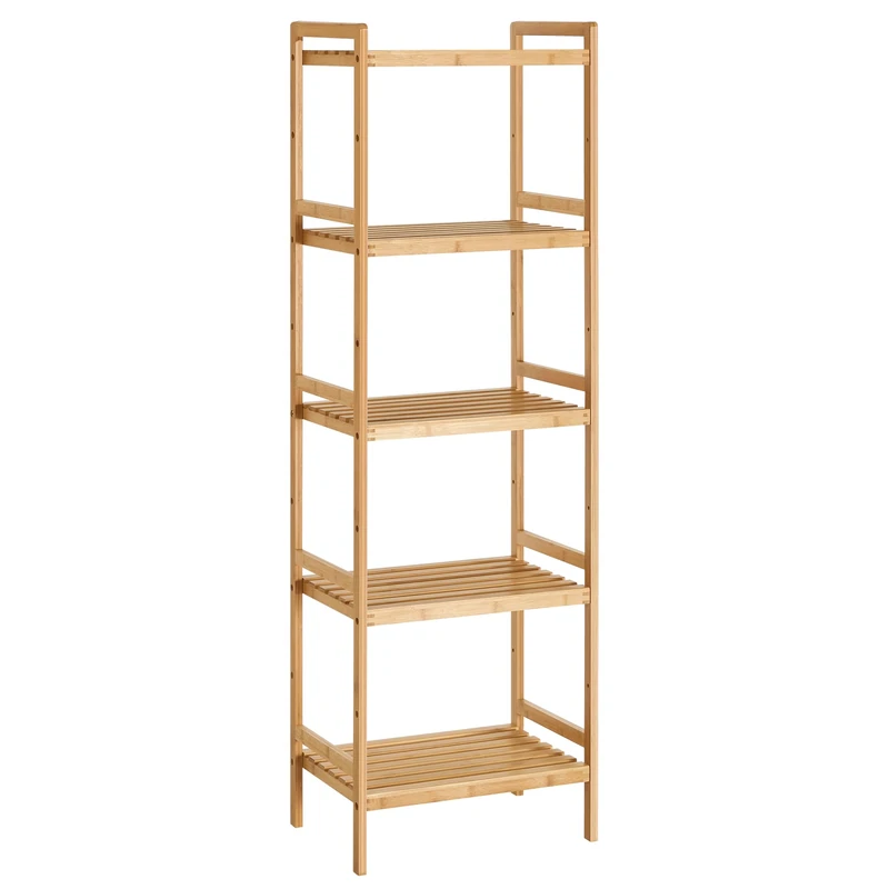 SONGMICS 5-Tier Bamboo Storage Rack for Bathroom, Kitchen, Bedroom, 31.5 x 45 x 142 cm, Natural BCB075N01
