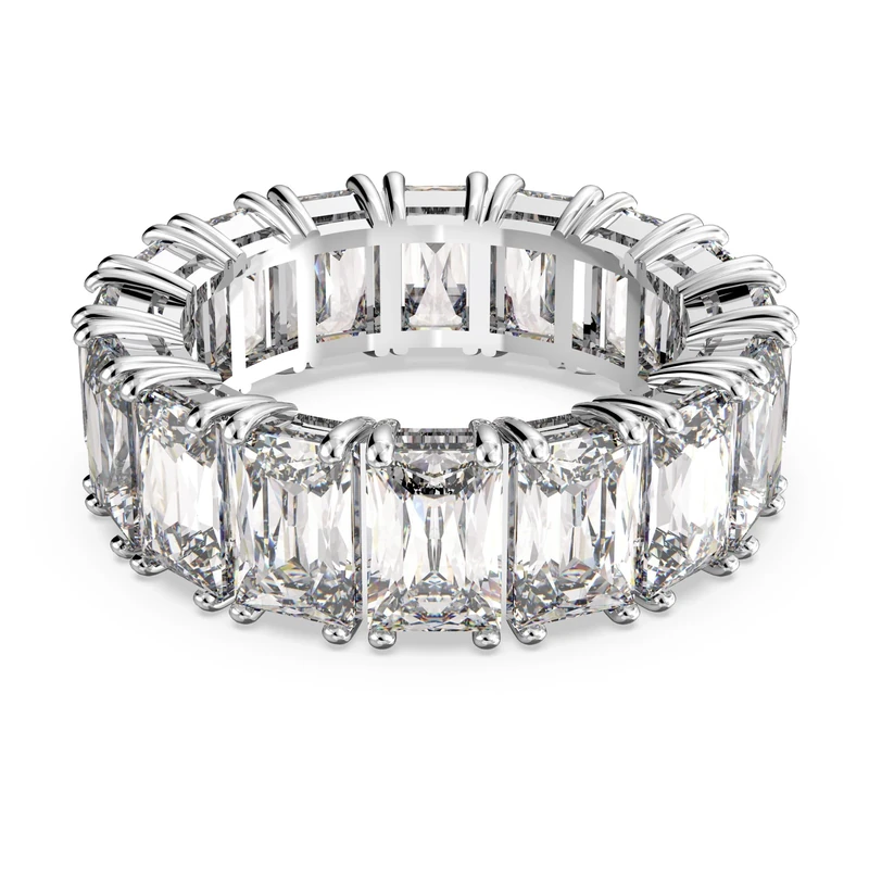 Swarovski Vittore ring, Rectangular cut, White, Rhodium plated