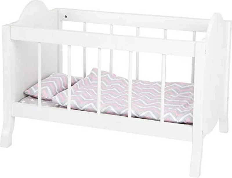Small Foot 11778 Doll's Crib, white, with soft mattress, blanket, pillow & bed linens, for ages 3+ years