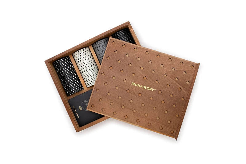 Iron & Glory Poker Set | Luxury Poker Set in Premium Wooden Box | Includes Playing Cards & 100 Custom Chips | Below Deck | Engraved Ace Of Spades Metal Dealer Chips | Board Games | Travel Games - Image 1