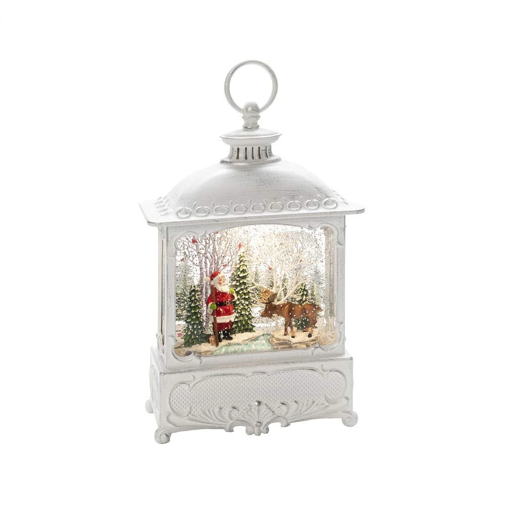 Konstsmide LED Snow Globe Lantern Santa Claus and Elk Scene/Water Filled/Christmas Decorations Indoor Use (IP20) / Battery Operated: 3xC 1.5V (excl.) / Christmas Lantern 1 LED