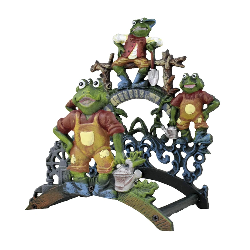 Ferrestock FSKPM007 Vintage Wall Hose Holder Decorative Frog Model Made of Colour Painted Wrought Iron with Enough Space to Roll a Hose