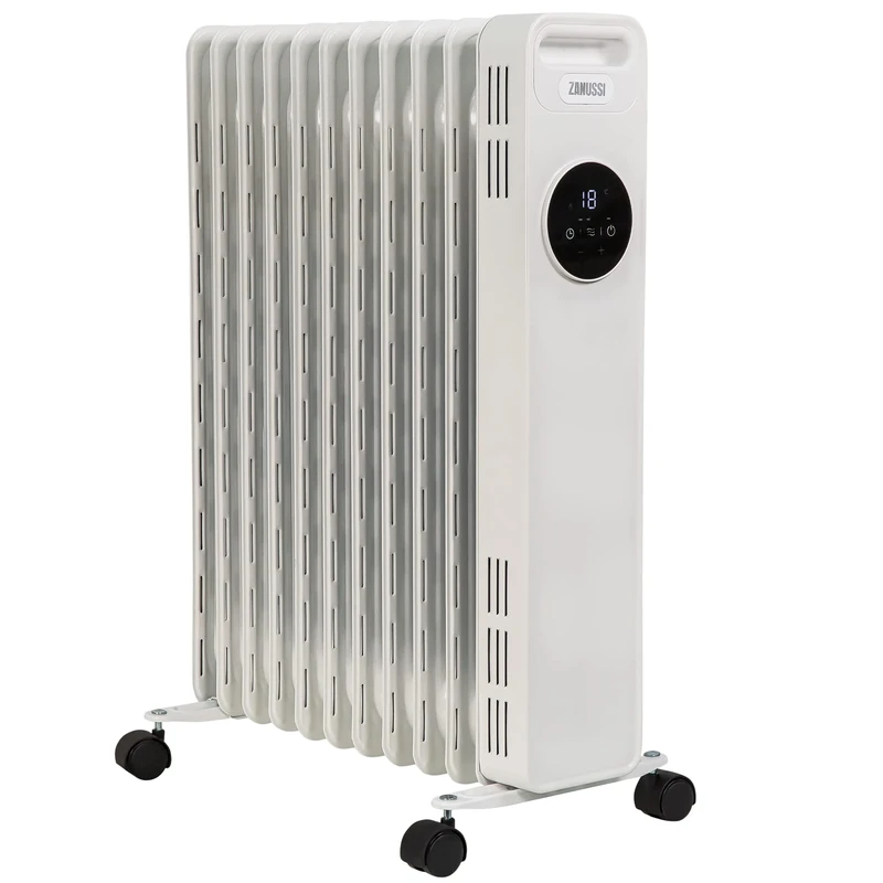 Zanussi 2300W Oil Filled Radiator 11 Fin Portable Electric Heater & Remote Control, White, Display & 24 Hour Timer, Adjustable Thermostat, 3 Heat Settings, Safety Cut-off, 20 m sq Room Size, ZOFR5005
