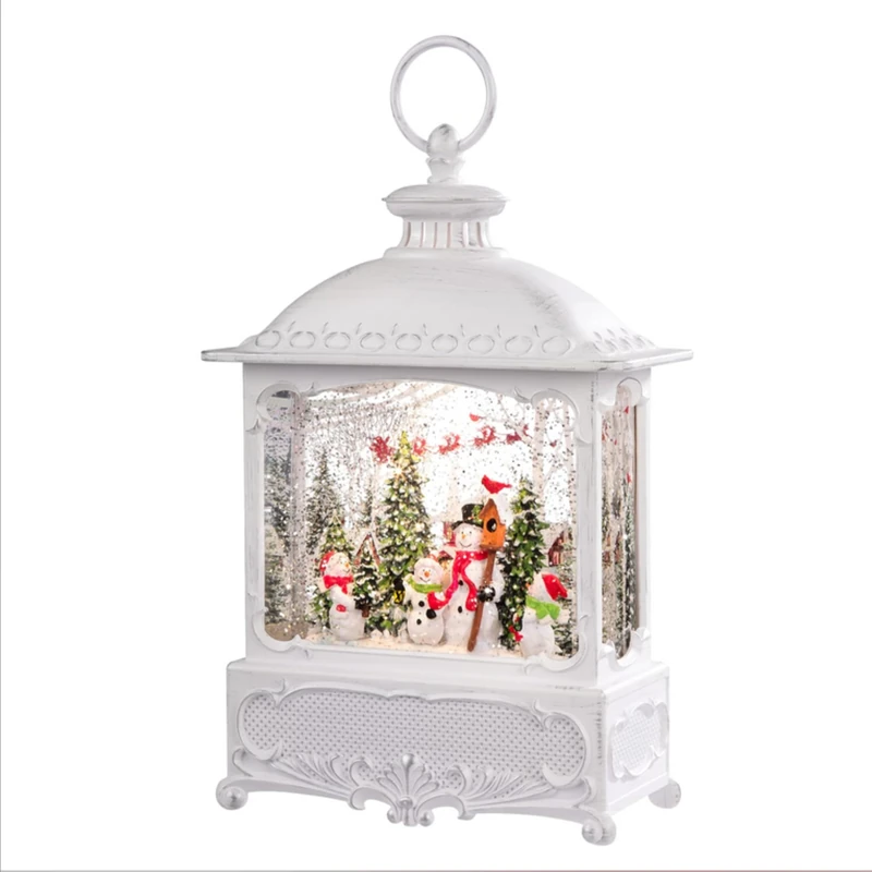 Konstsmide LED Snow Globe Lantern Santa Sleigh with Reindeers and Village / Water Filled / Christmas Decorations Indoor Use (IP20) / Battery Operated: 3xAA 1.5V (excl.) / Christmas Lantern 1 LED