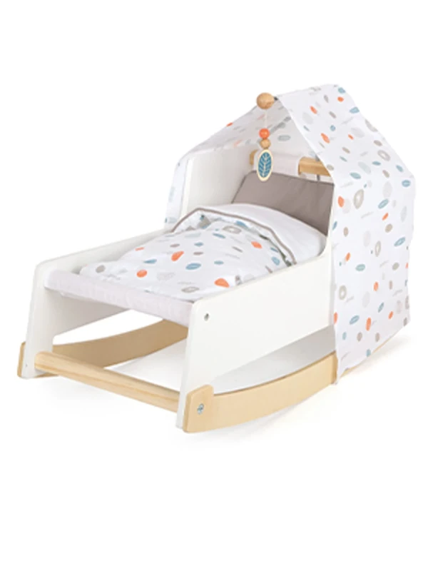 Small Foot 11813 Doll Crib Little Button, usable as a rocking cradle and lounger chair, for ages 3+ years