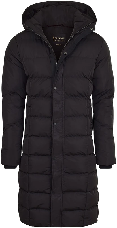 Spindle Mens Hooded Padded Long Puffer Coat Winter Longline Jacket