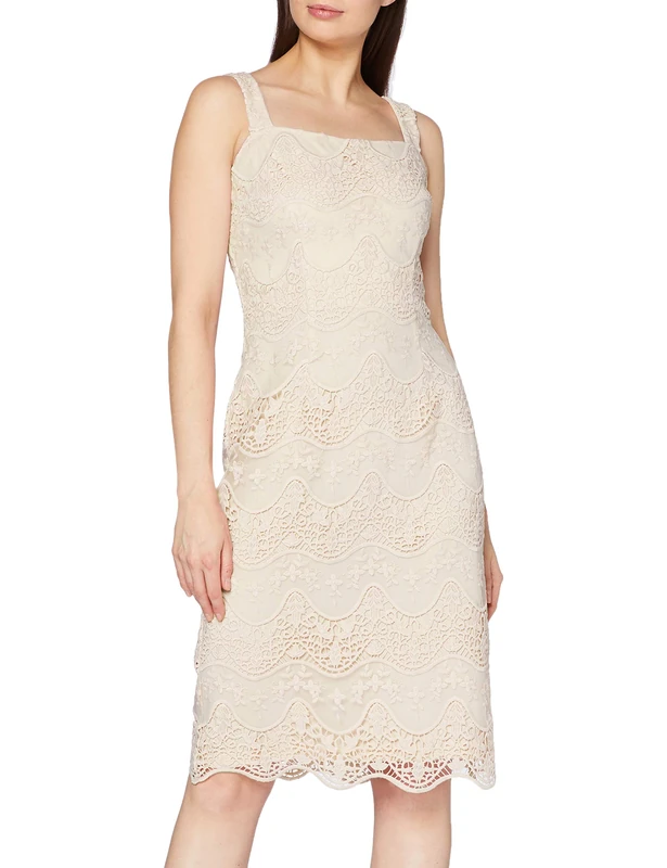 Gina Bacconi Stevie Embroidered Dress, Butter Cream, 12 - Image 1