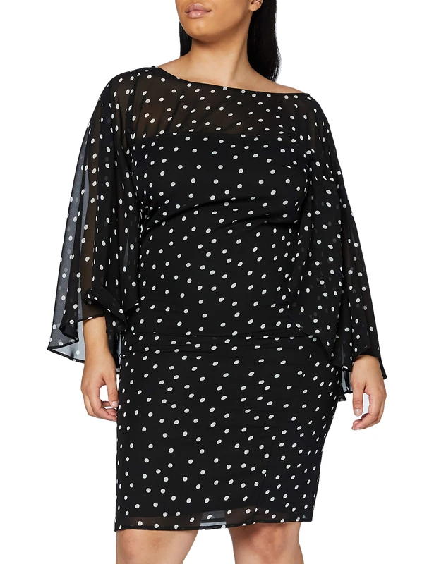 Gina Bacconi Women's Kairi Chiffon Dress Cocktail, Black/White, 14