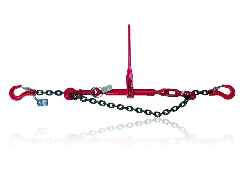 Dolezych Lashing Chain with Clevis Hooks and Ratchet Load Binder (With Shortening Hooks), 4000 Dan Direct Lashing Capacity, 3.00 m Length