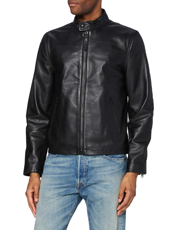 Schott NYC Men's Veste Motard Leather Jacket - Black, L