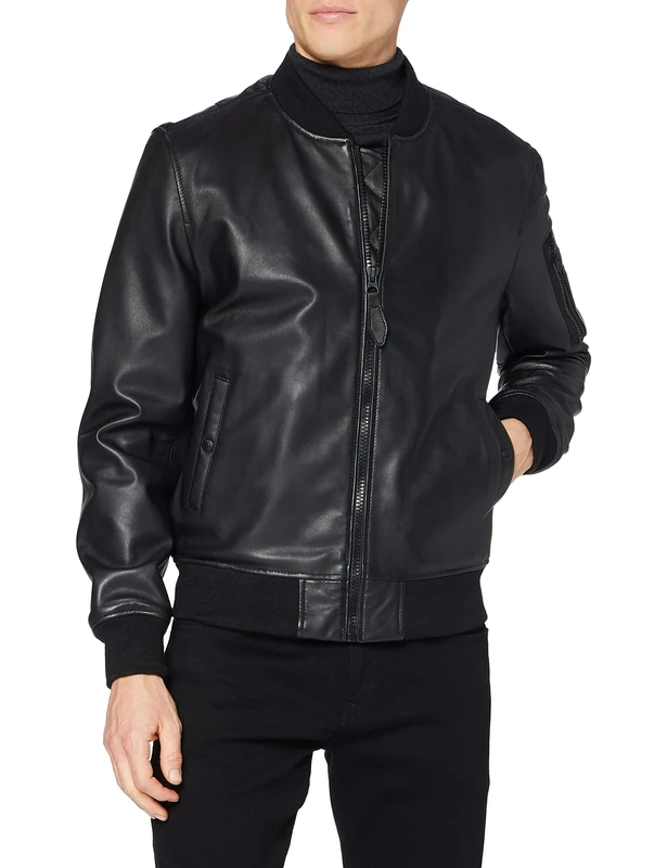 Schott NYC Men's Bomber EN Cuir Leather Jackets, Black, M