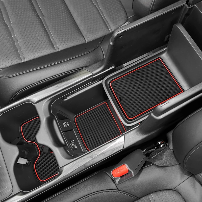 SENSHINE for Honda CR-V CRV Accessories 2020 2021 Cup Holder Insert Center Console Liner Trim Door Packet Mats Non-Slip Anti Dust Premium Custom Interior 20PC Set (Red Trim) - Image 1
