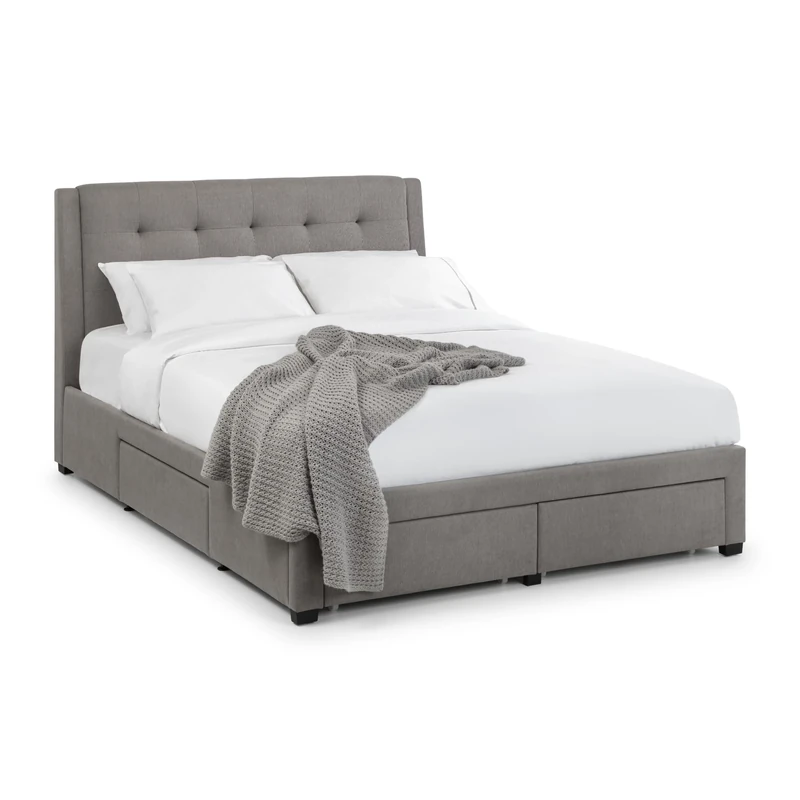 Julian Bowen Grey Fabric Fullerton Bed, Super King