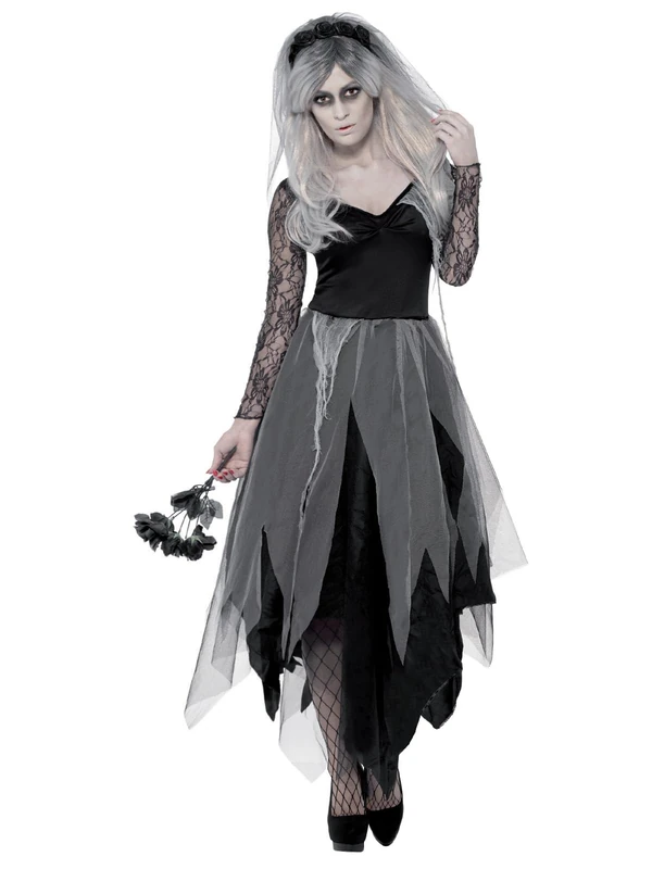 Smiffys Graveyard Bride Costume, Black, XXXL - UK Size 28-30